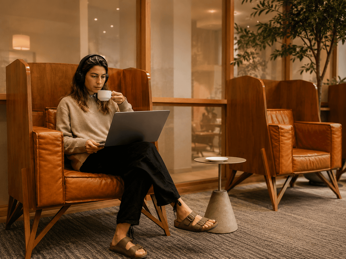 Cyrus One lounge with complimentary Wi-Fi and comfortable workspace